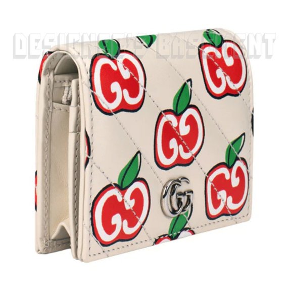 GUCCI white Matelasse quilted GG APPLE leather MARMONT GG logo snap MINI wallet - Picture 3 of 5